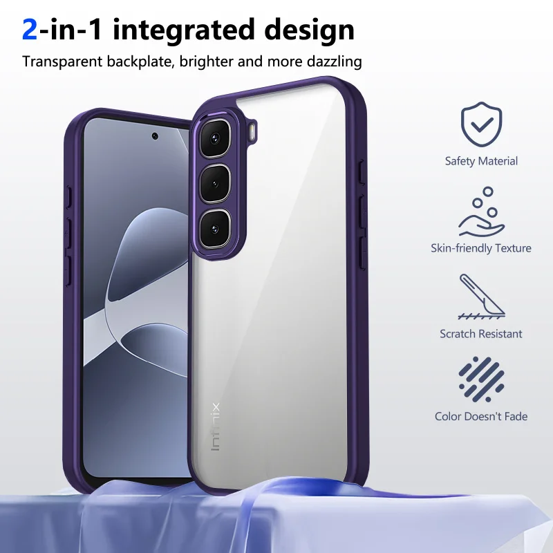 Matte Transparent Shockproof Phone Case with Precise Camera Cutout and Soft Bumper