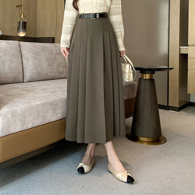 Seoulish Autumn New Women's Pleated Skirts 2024 Vintage