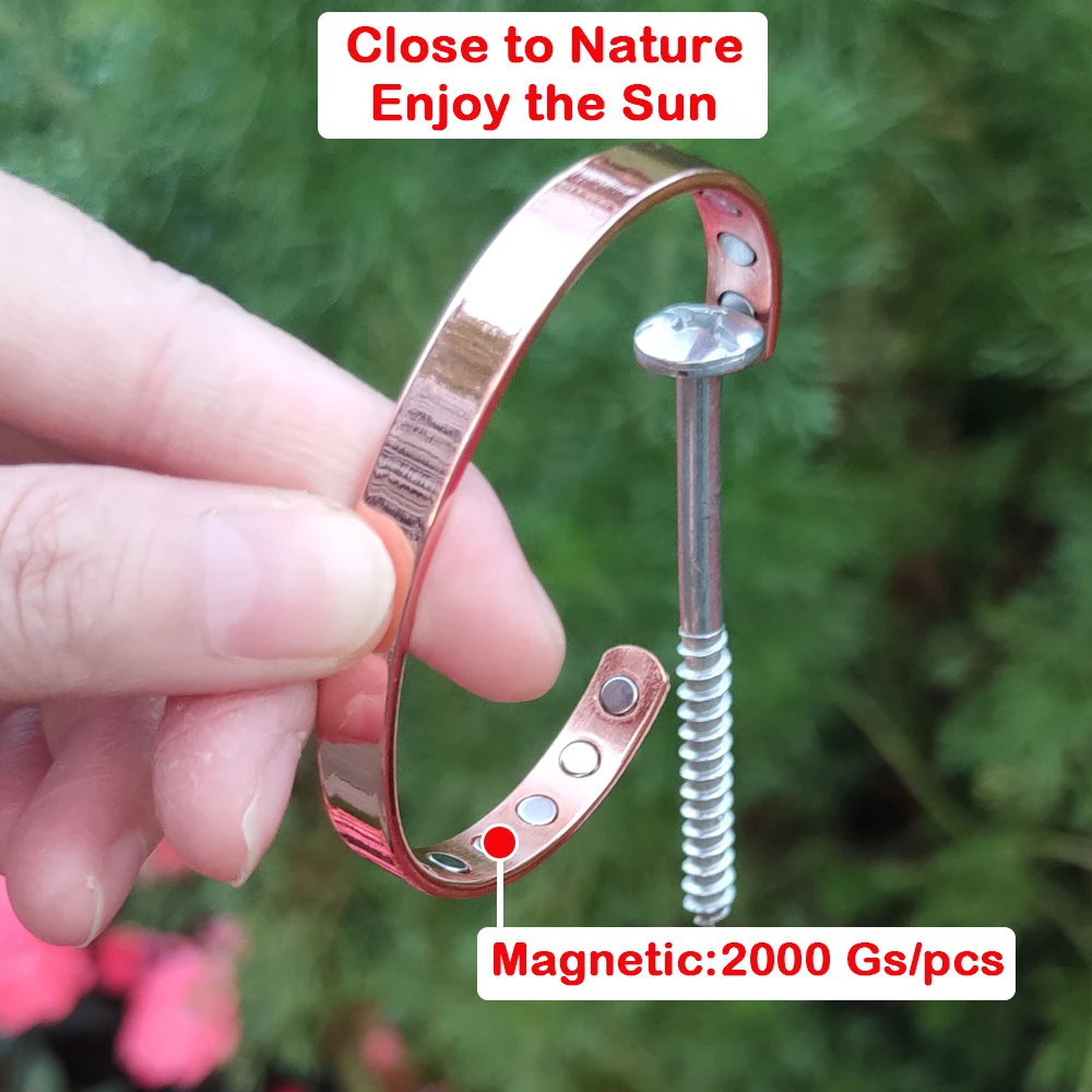 Rainso Bracciale Magnetico Donna In Rame Puro 99,9% - Design Cuore Con Magneti 3500 Gauss - Regalo Benessere