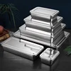 Stainless Steel Flat Bottom Storage Tray with Lid Square Food Plate Cake Bread Pastry Baking Pan Dish Bakeware Kitchen Tools 1