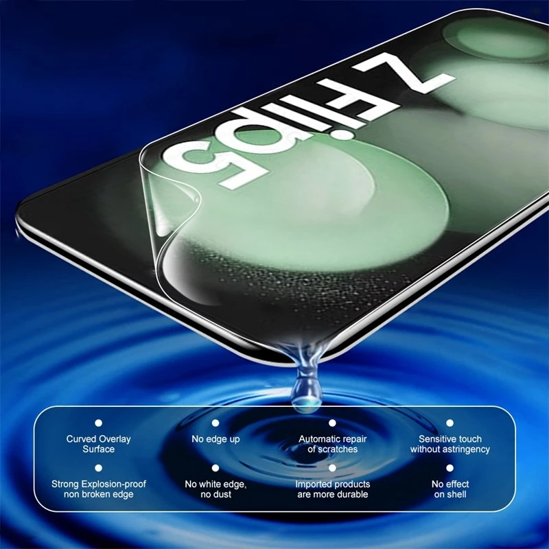 Pellicola idrogel da 3 pezzi per Samsung Galaxy Z Flip 6 5 4 3 protezione schermo frontale in vetro - immagine 3