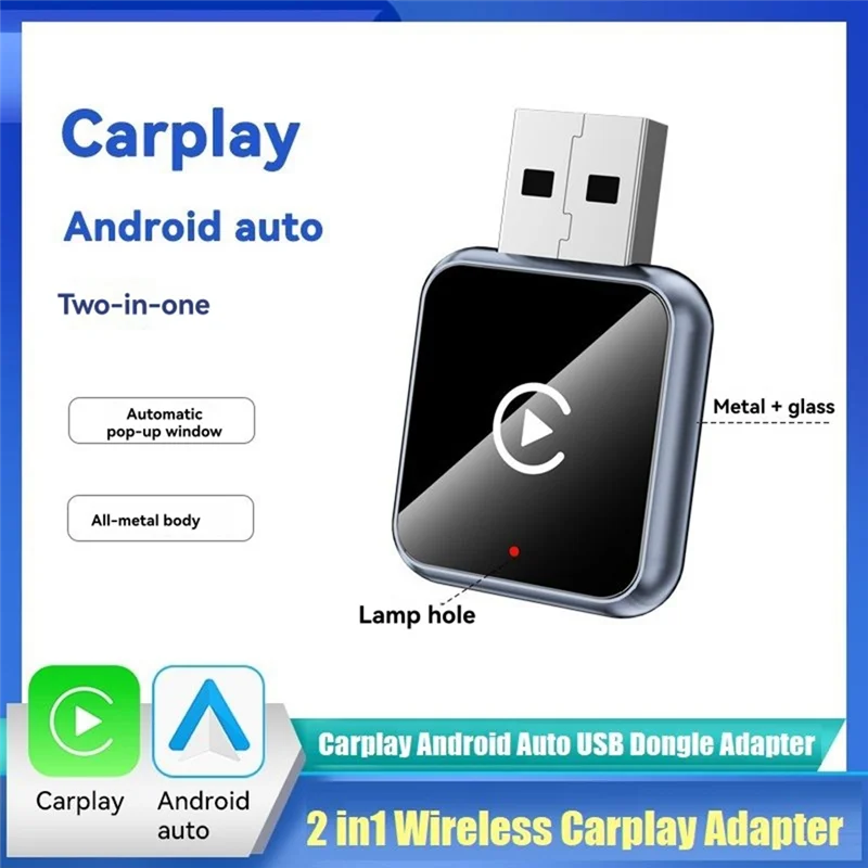 ABSQ-스마트 AI 박스 2 in 1 무선 카플레이 어댑터 USB 동글 (안드로이드 오토 유선 카플레이를 무선으로)