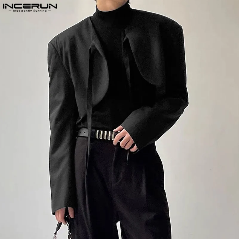 Casual Style Men Tops Short Bandage Cardigan Blazer Stylish Male Loose Comfortable All-match Simple Suits S-5XL mens blazer