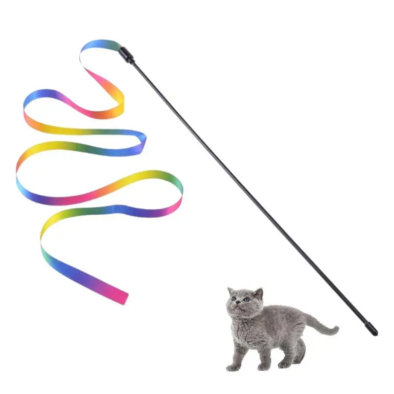 Cat String Toy Colorful Cat Teaser Wand Cat Fishing Pole Toy Cats