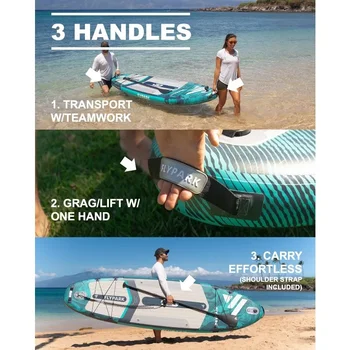 FLYPARK Fishing/Family Inflatable Paddle Board, Extra Wide SUP Paddleboard Inflatable Stable Stand-Up Paddle Board Kayak seat 4