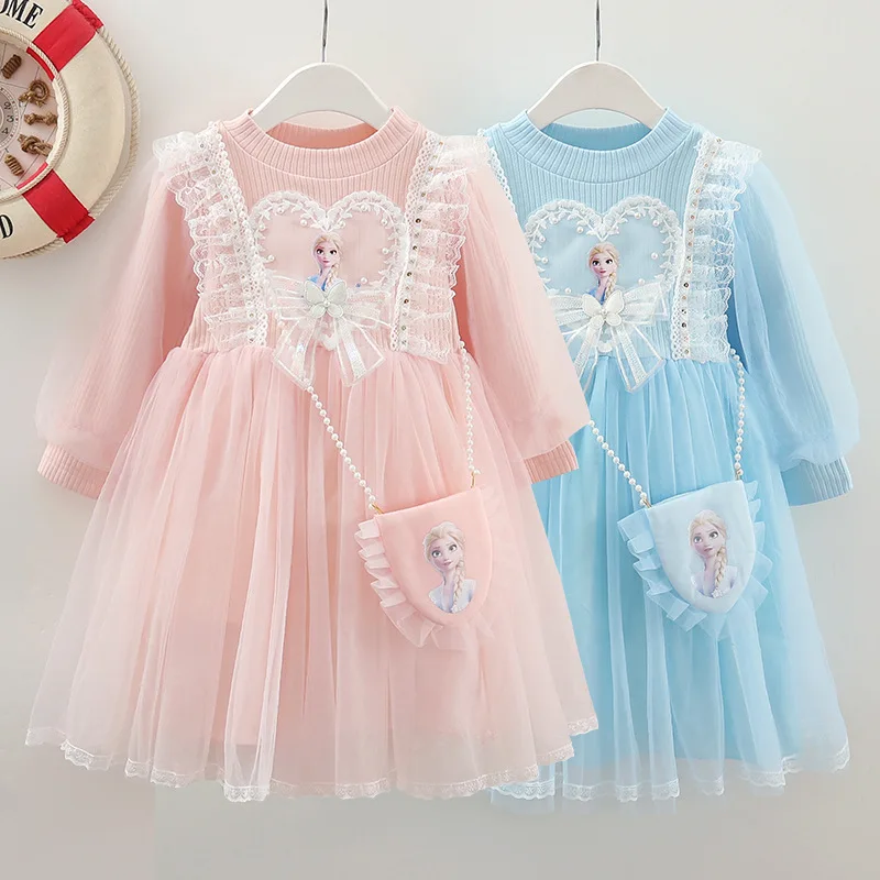

Winter warm Dresses for Girls Vestidos Frozen Elsa Dresses Birthday Party Long Sleeve Princess Costume Children's Prom Dress