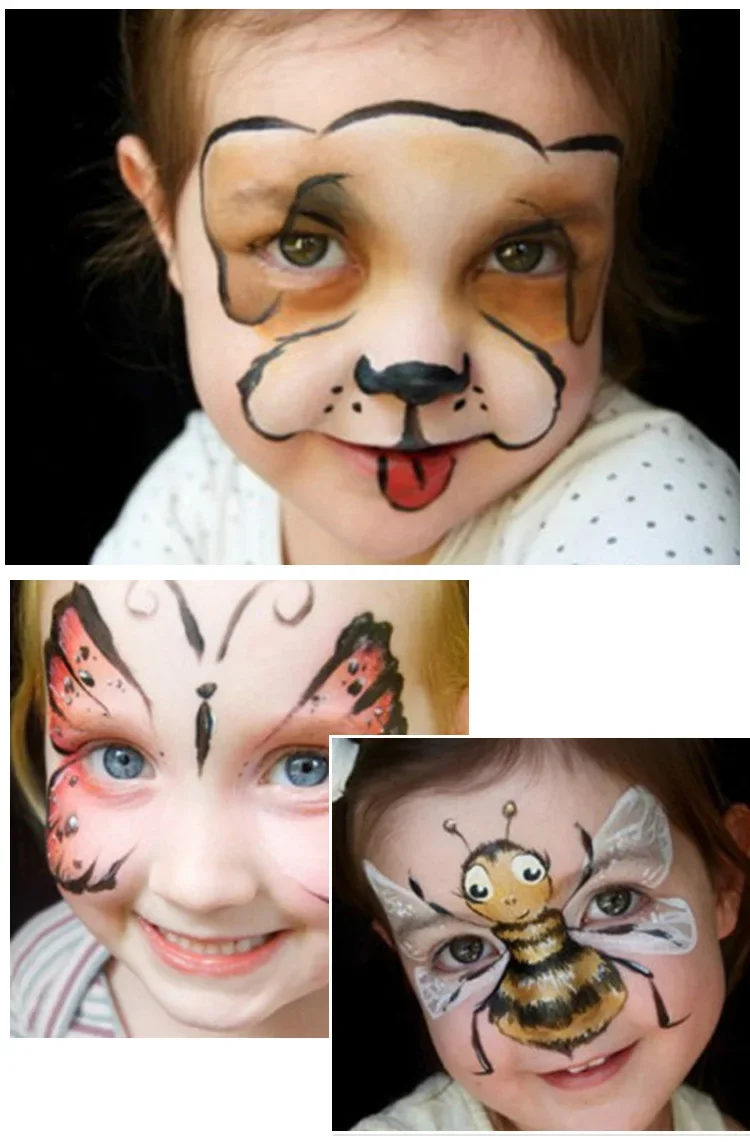 Face Painting Kit - Non-Toxic Body Makeup with Loose Powder for Halloween  Cosplay