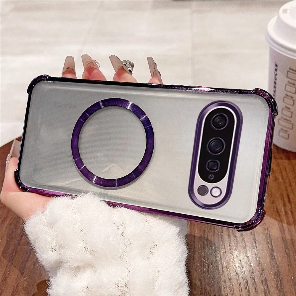 Luxury Plating Shockproof Magnetic Phone Case - Clear Soft Silicone Back Cover