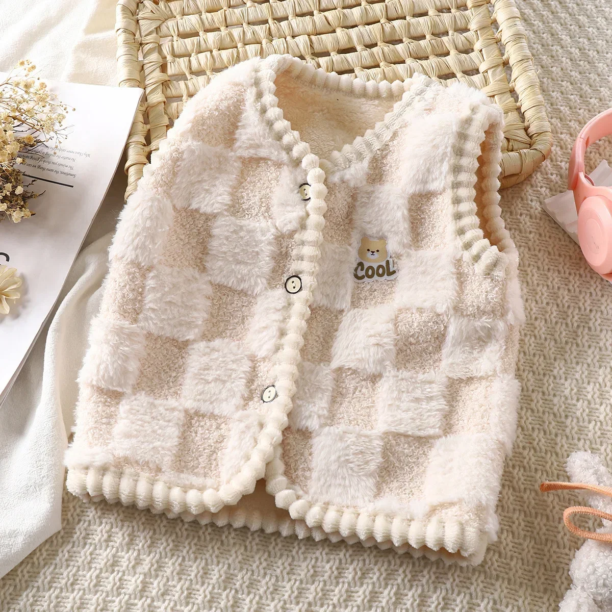Children's Vest Cardigan Unisex Vests Waistcoats Girl Boy 2-8Y Baby Flannel Thickened Home Clothes Toddler Girl Winter Clothes children vest