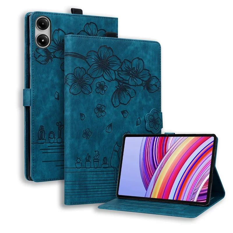 Embossed Floral PU Leather Wallet Flip Stand Tablet Cover - 12.1''