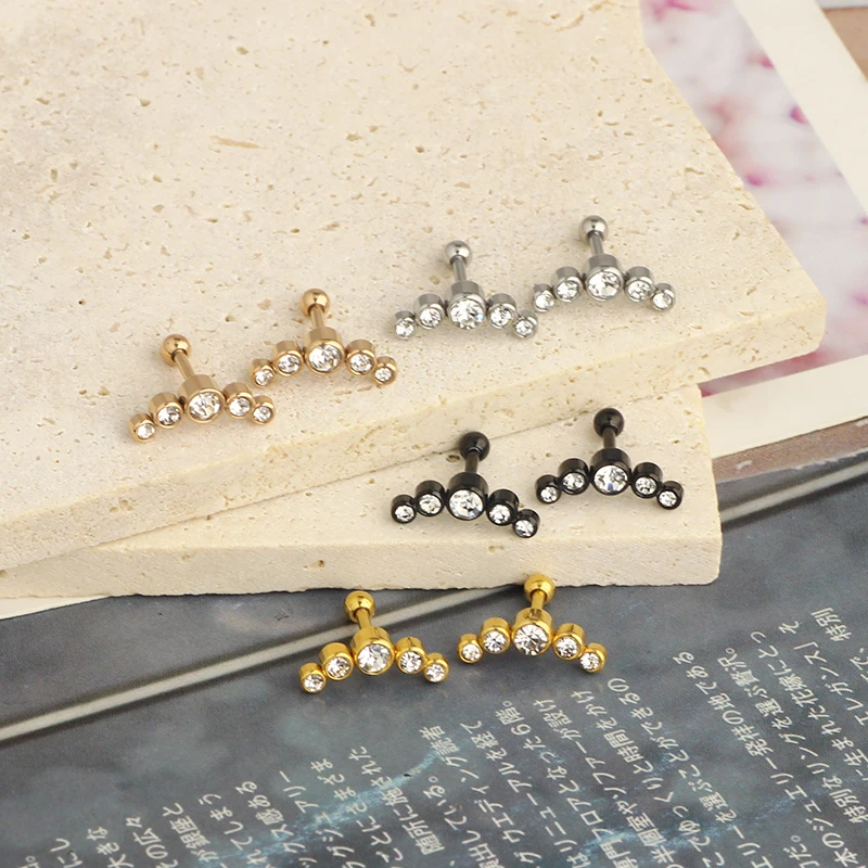 wholesales top quality cartilage earrings black silver gold tragus earrings daith ear bar for women men stainless steel small ea