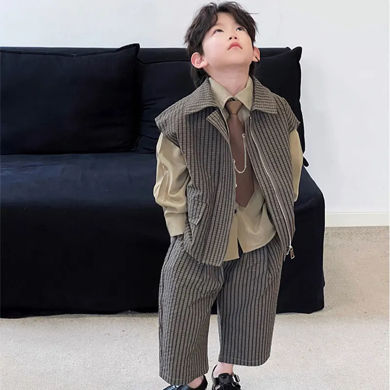 

Аксессуары для мальчиков, красивый костюм для весны и лета, жилет и брюки для мальчиков и девочек, комплект из 2 предметов