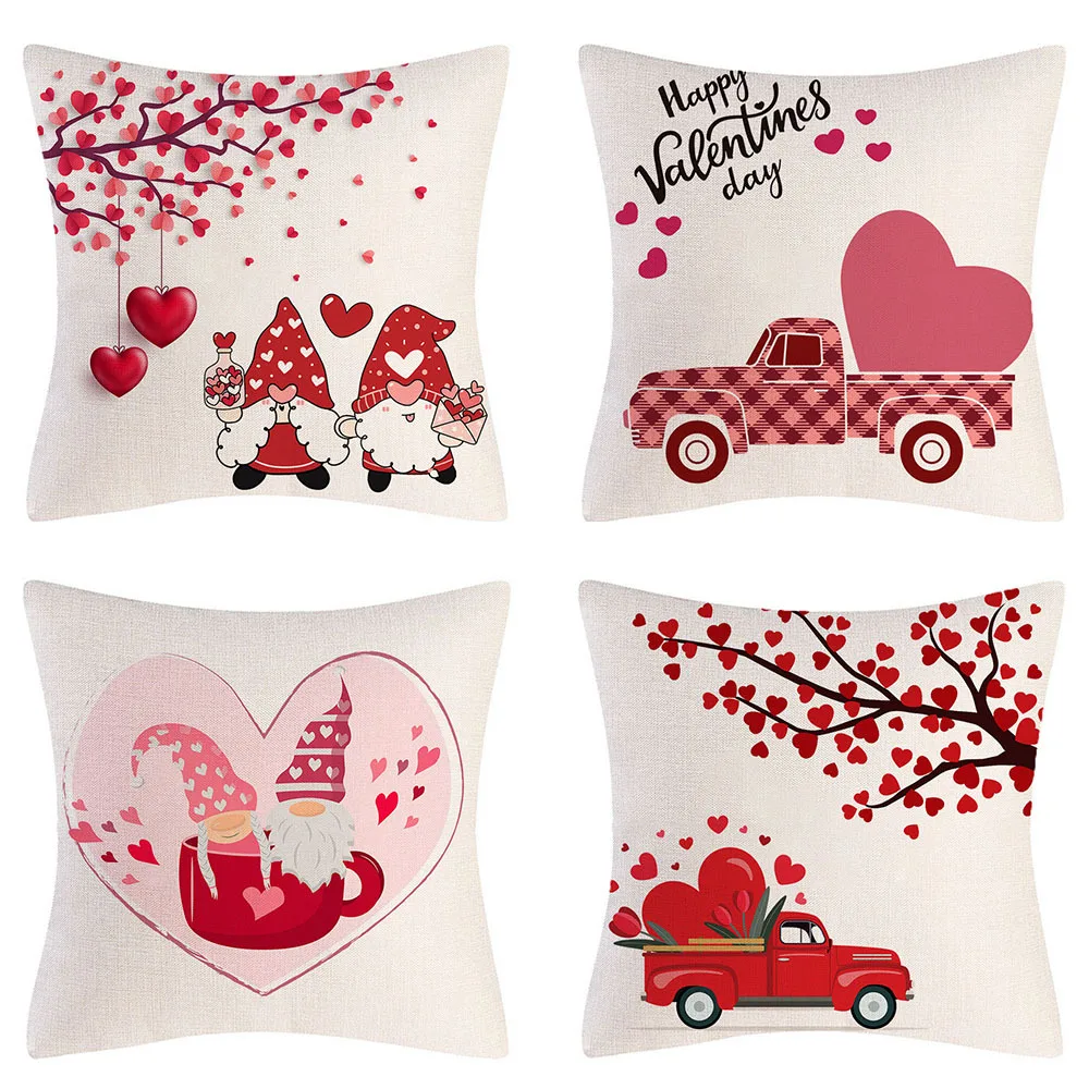

Valentines Day Love Pattern Cushion Cover 45X45 Couple Love Print Truck Pillow Case Living Room Sofa Bedroom Home Decor J1966