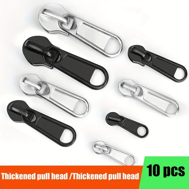 10pcs Durable Nylon Zipper Pulls Assorted Sizes #3 #5 #8 #10 For Bags And Tents Non-Slip Long Tab Zipper Heads Replacement Set