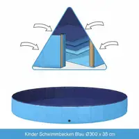 Piscine pour enfants ronde Ø 300 x 38 cm bleue, piscine pour enfants dans le jardin et sur la terrasse, bassin pour jeux d'été et plaisir aquatique, piscine familiale pour loisirs en plein air, grande piscine pour la maison et les vacances 6