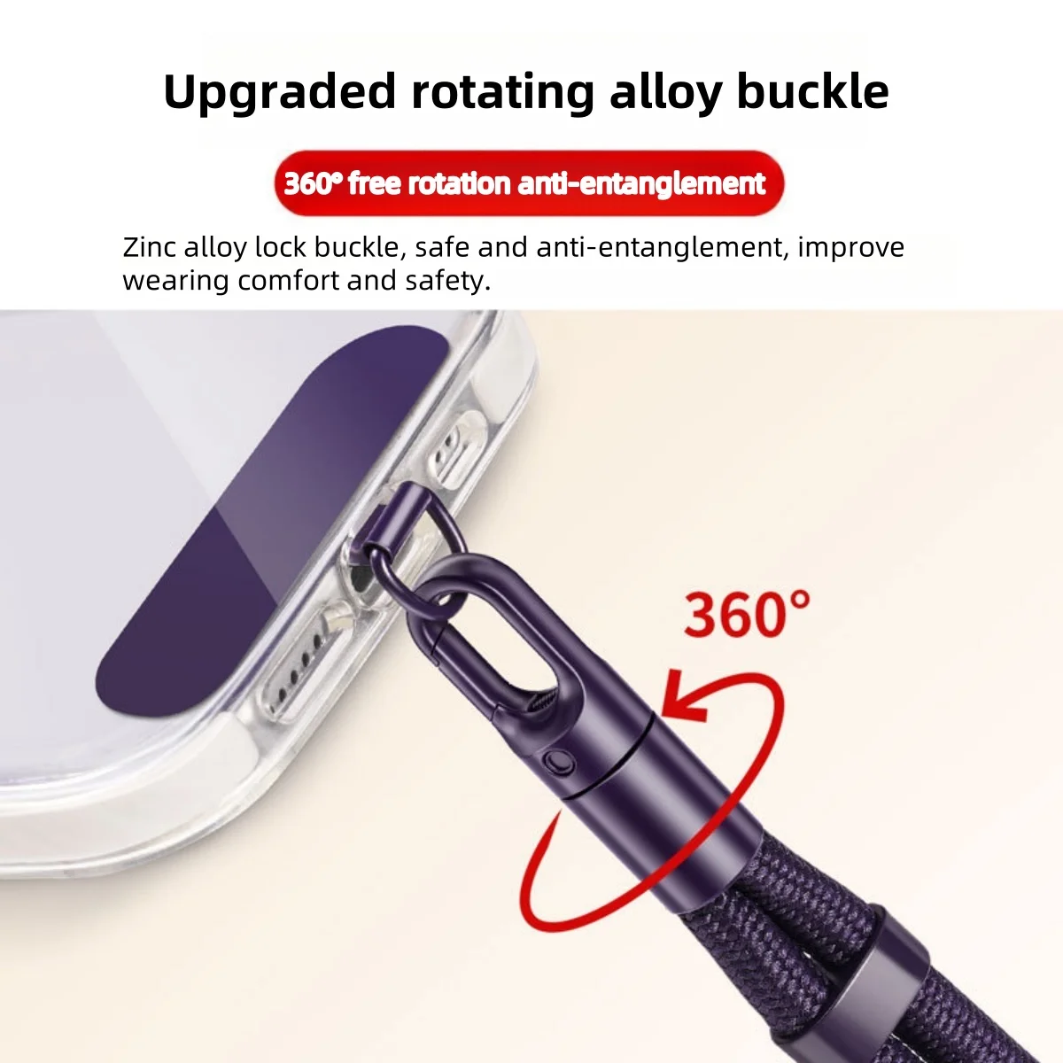 Enhanced Universal Phone Lanyard with Anti-Drop Safety Clip and Adjustable 360° Rotation Neck/Crossbody Strap
