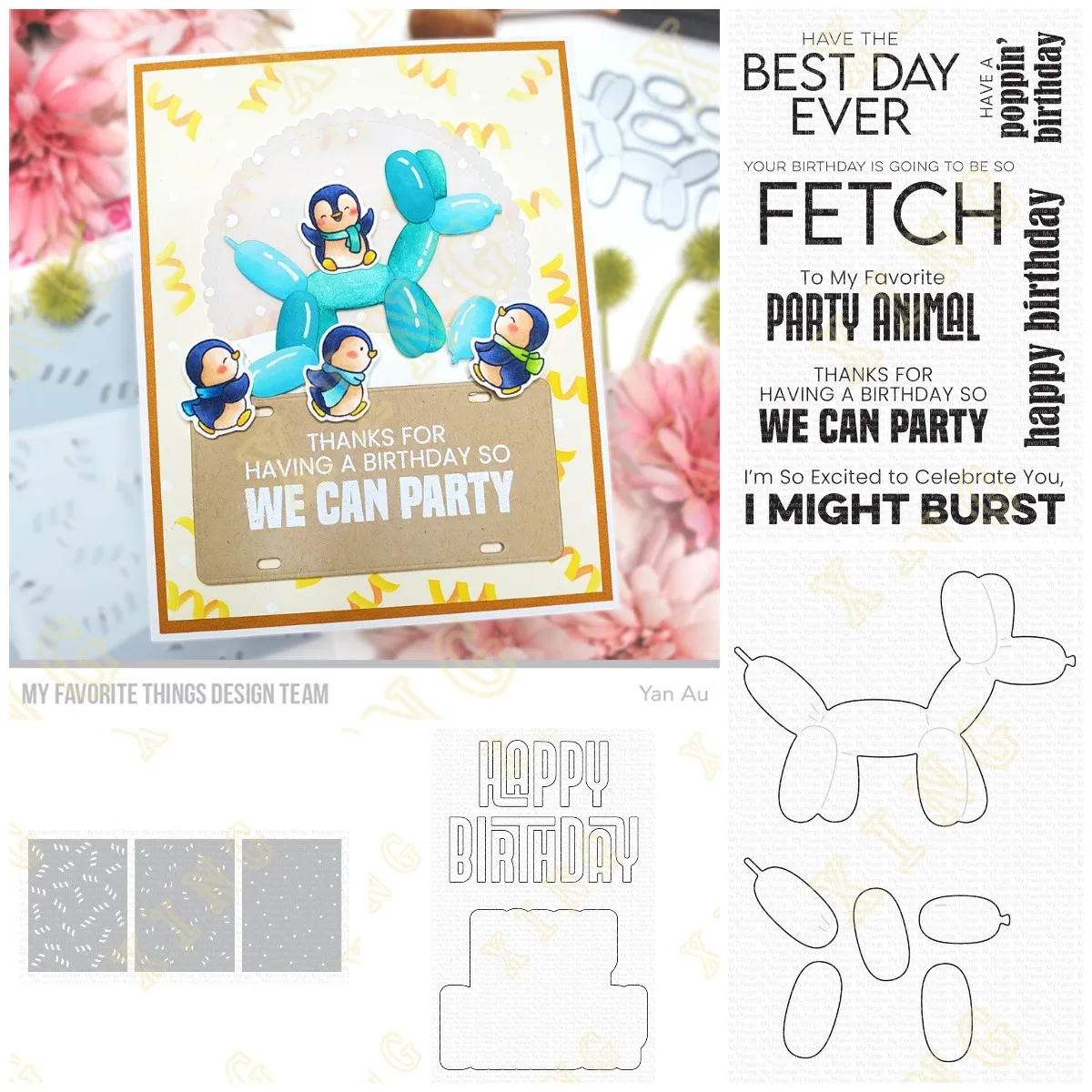 

New Best Day Ever Balloon Animal Metal Cutting Dies Clear Stamps Stencils Scrapbooking Supplies DIY Make Photo Album Embossing