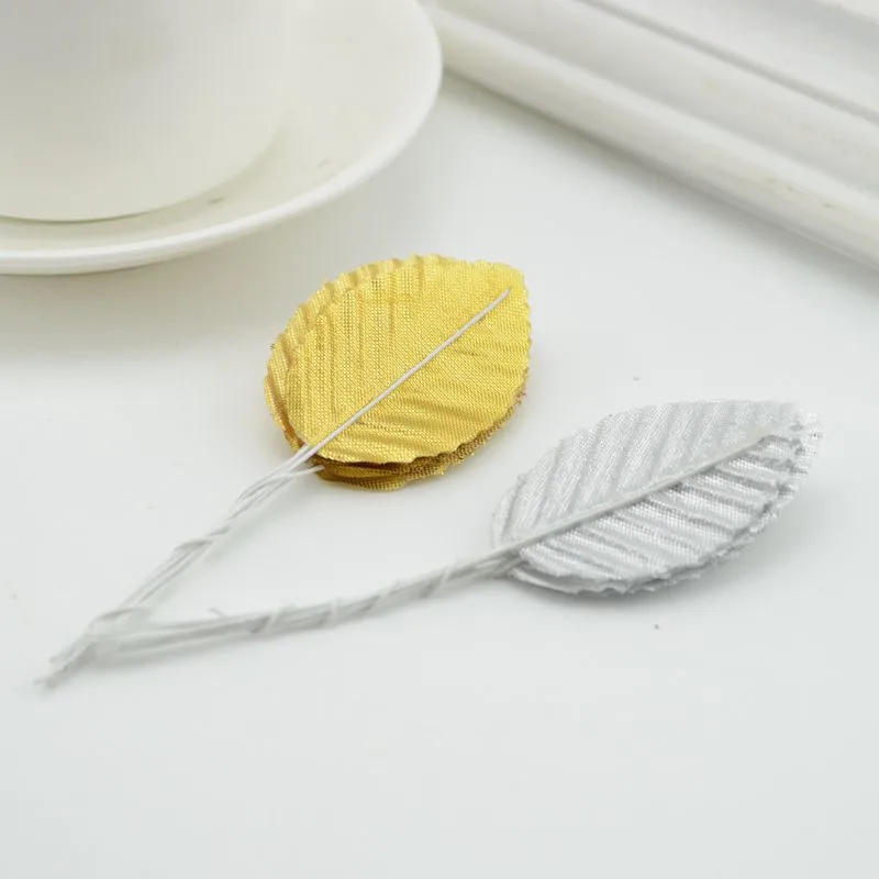 30pcs Mini Nylon Silk Leaf-shaped Leaves Artificial Flower For Wedding Decoration DIY Wreath Gift Scrapbooking Craft Fake Flower