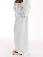 Casual Oversized White Solid Wide Leg Pants Fashion Women Elastic High Waist Pocket Baggy Sweatpant Office Lady Commute Trousers - Image 2