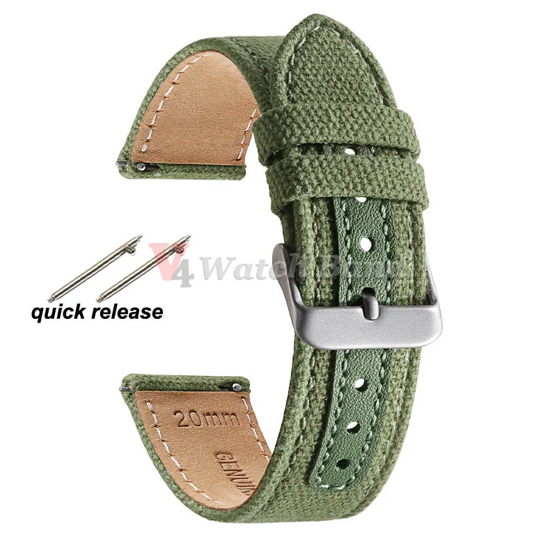 Vintage Weave Leather Nylon Quick Release Watch Strap 20mm/22mm