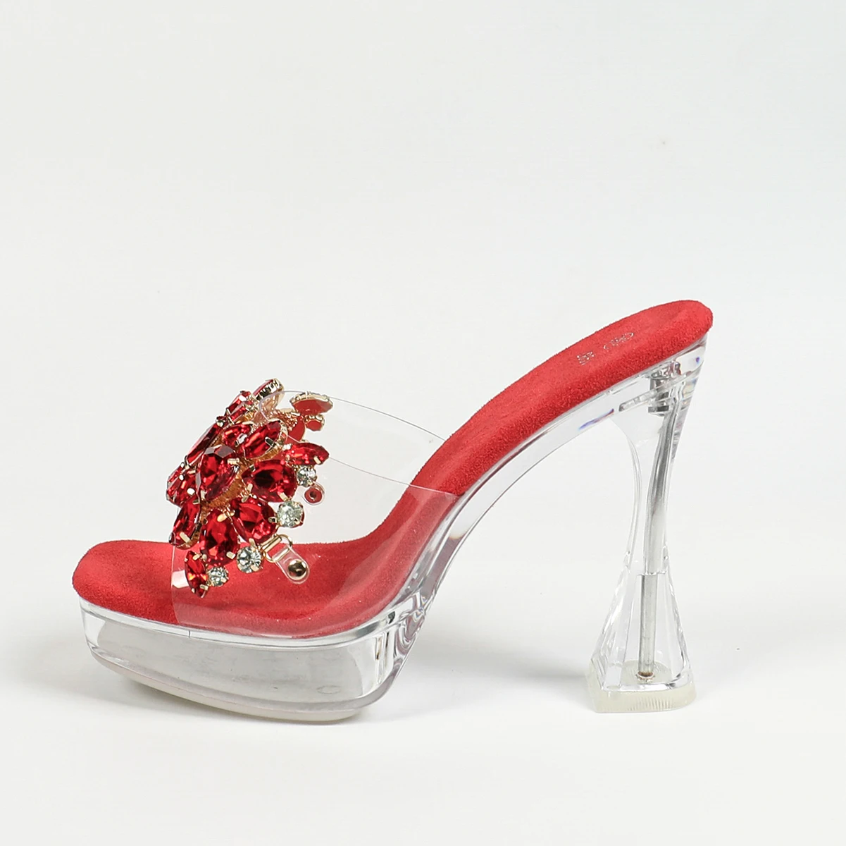 Mules compensées en cristal
