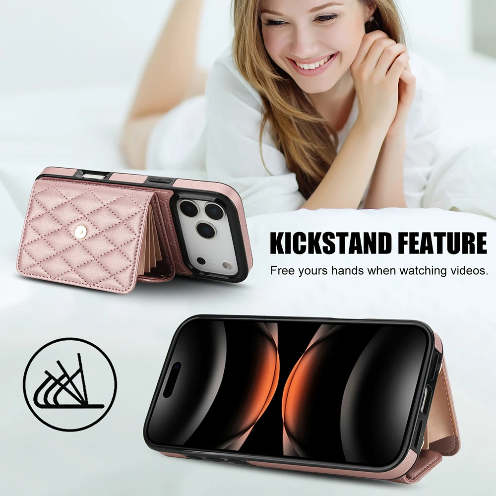 Leather Wallet Case with Wrist & Shoulder Strap and Card Pocket