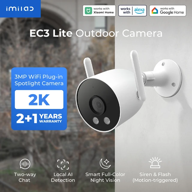 IMILAB-Caméra de sécurité à domicile EC3 Lite, Webcam, Vision nocturne, Détection humaine, Sécurité extérieure, Sécurité, Protection, 2K, HD, WiFi, IP, Sirène intelligente, Document, CCTV 1
