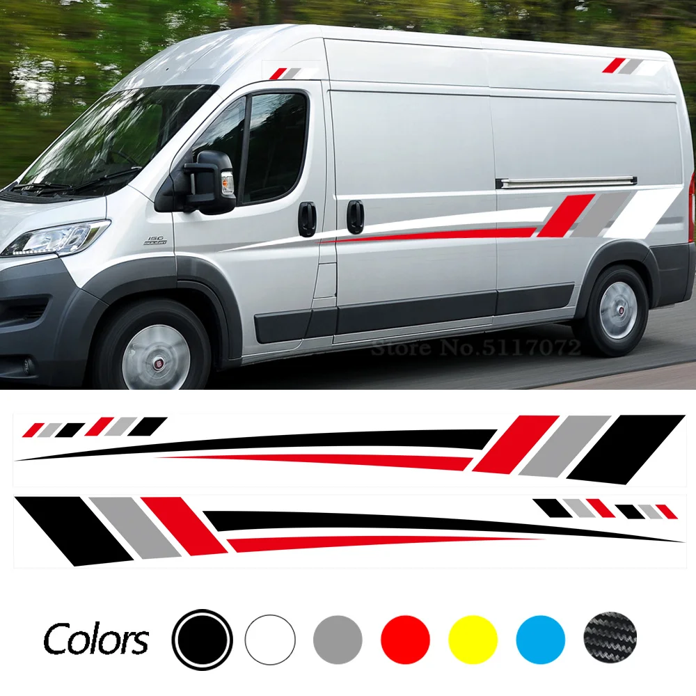 

Lot Car Body Stickers Motorhome Stripes Graphics Decals For Jumper Ducato Van Accessories/6pcs
