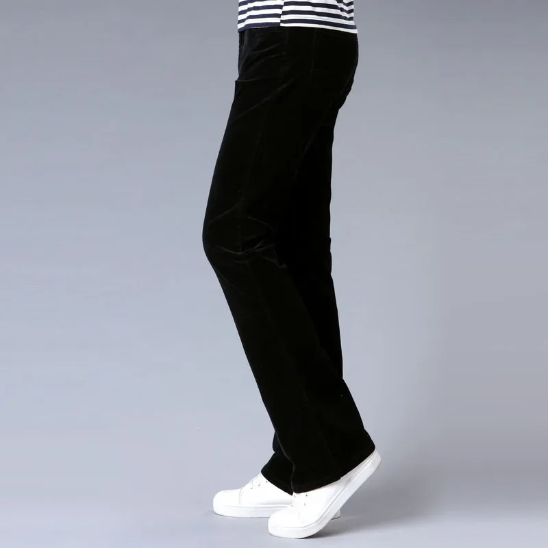 Men's Spring Autumn New High Waist Corduroy Pants Male Korean Slim Solid Color Pants Men Long Casual Flare H393
