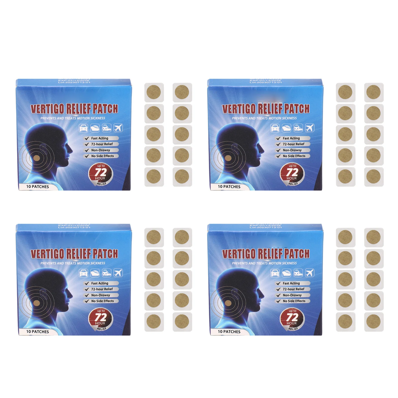 

Motion Sickness Patches 40 Counts Waterproof Multi Functional Relieve Vomiting Sea Sickness Patches Behind Ear for Boat Rides