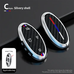 Premium Zinc Alloy & Silicone Car Key Case Cover - 5 to 7 Button Protection Shell (Silver shell-7 bttns)