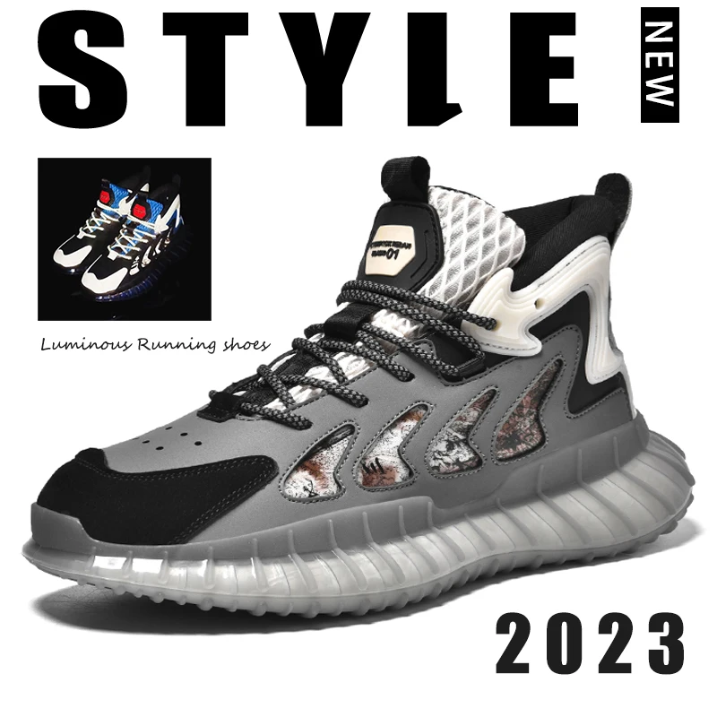 

Running shoes luminous coconut youth tide shoes breathable men's casual sports shoes men