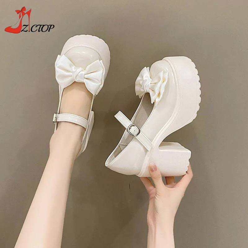 フラットシューズ ^fri fla^ pumps 19B608 cream Luxury Shoes Fashion Designer Platform Women Mary Jane Shoes