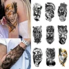 Waterproof Temporary Tattoo Sticker Crown Rose Flower Tiger Lion Warrior Cross Clock Body Art Arm Fake Tattoos Sleeve Women Men 1