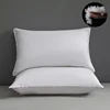 Premium 1pc Goose Down and Feather Pillows Multi-Size Fluffy Bed Pillows for Sleeping Low/Mid/High Pillow with 100% Cotton Cover 1