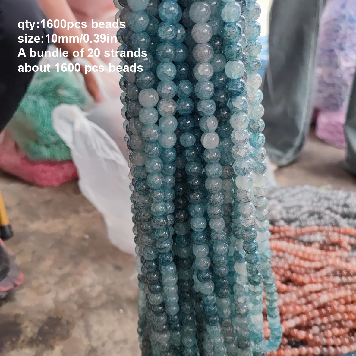1600개 모조 옥 유리 구슬 - 수채염색 공정, 변색 방지, 대량 DIY 팔찌 재료, 쥬얼리 제작용
