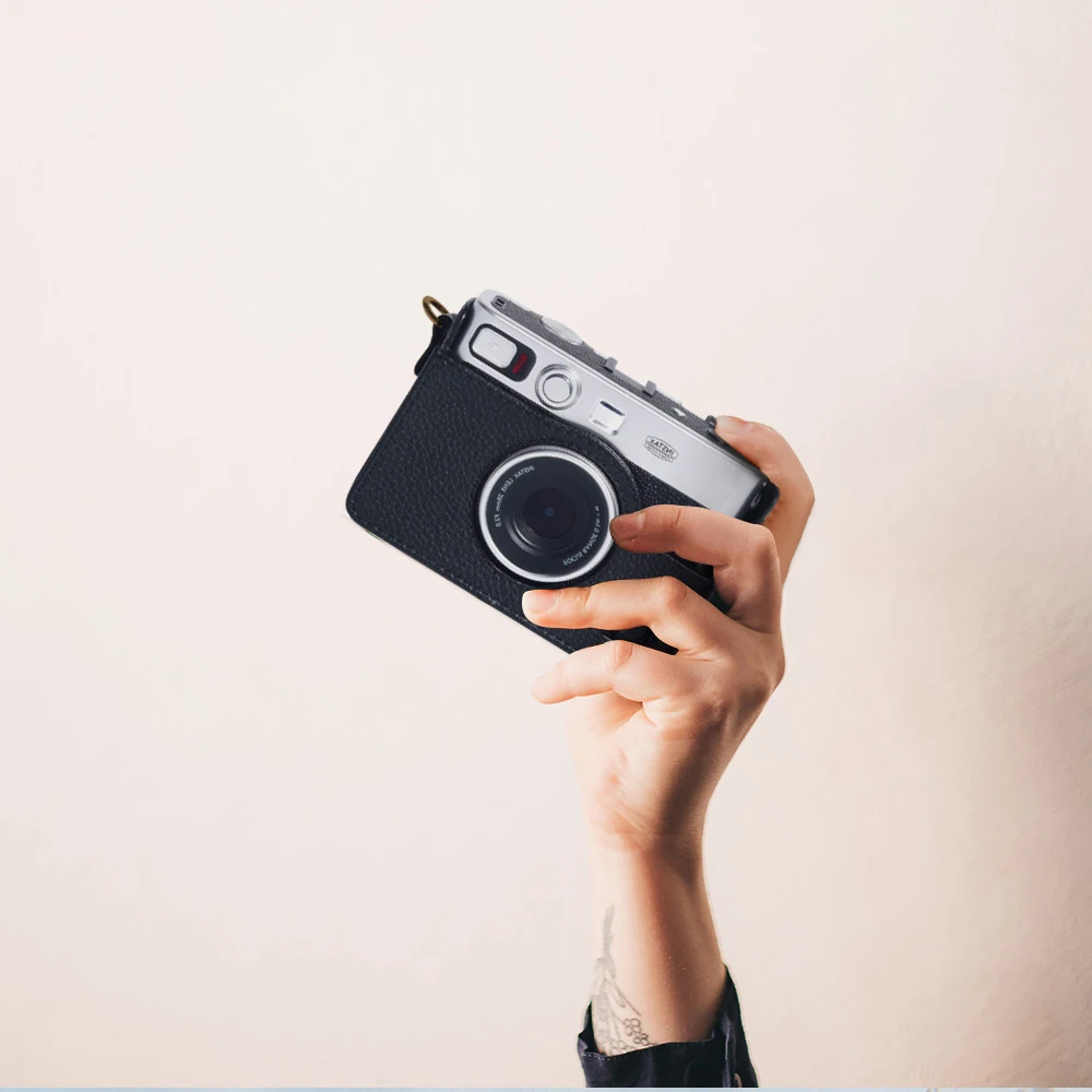 Genuine Retro Leather Case for Fujifilm Instax Mini EVO Instant Camera Storage Bag Soft Protective Shell with Shoulder Strap