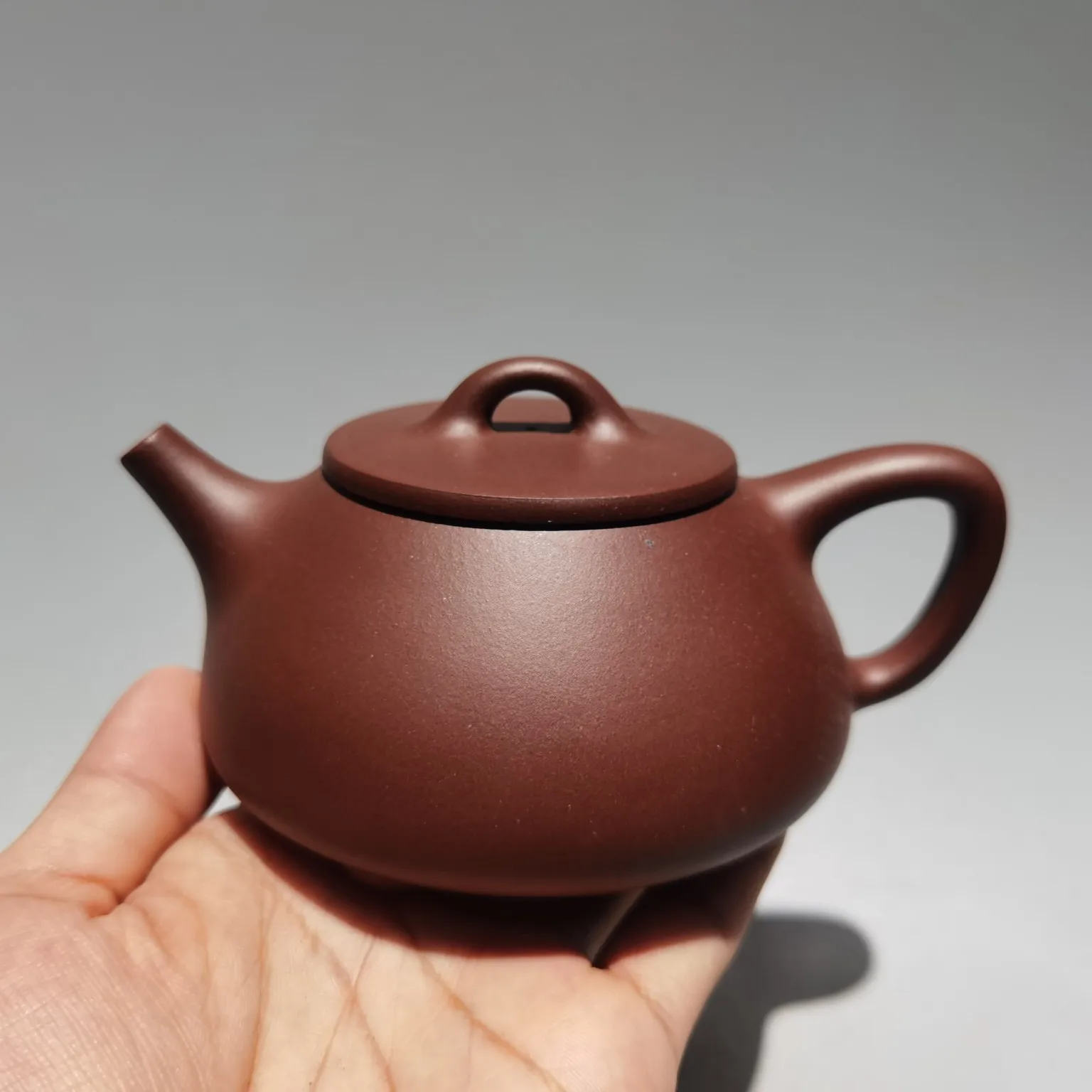 

6"Chinese Yixing Purple Clay Pot Fengming pot three-legged teapot purple clay pot kettle red mud Ornaments Gather fortune