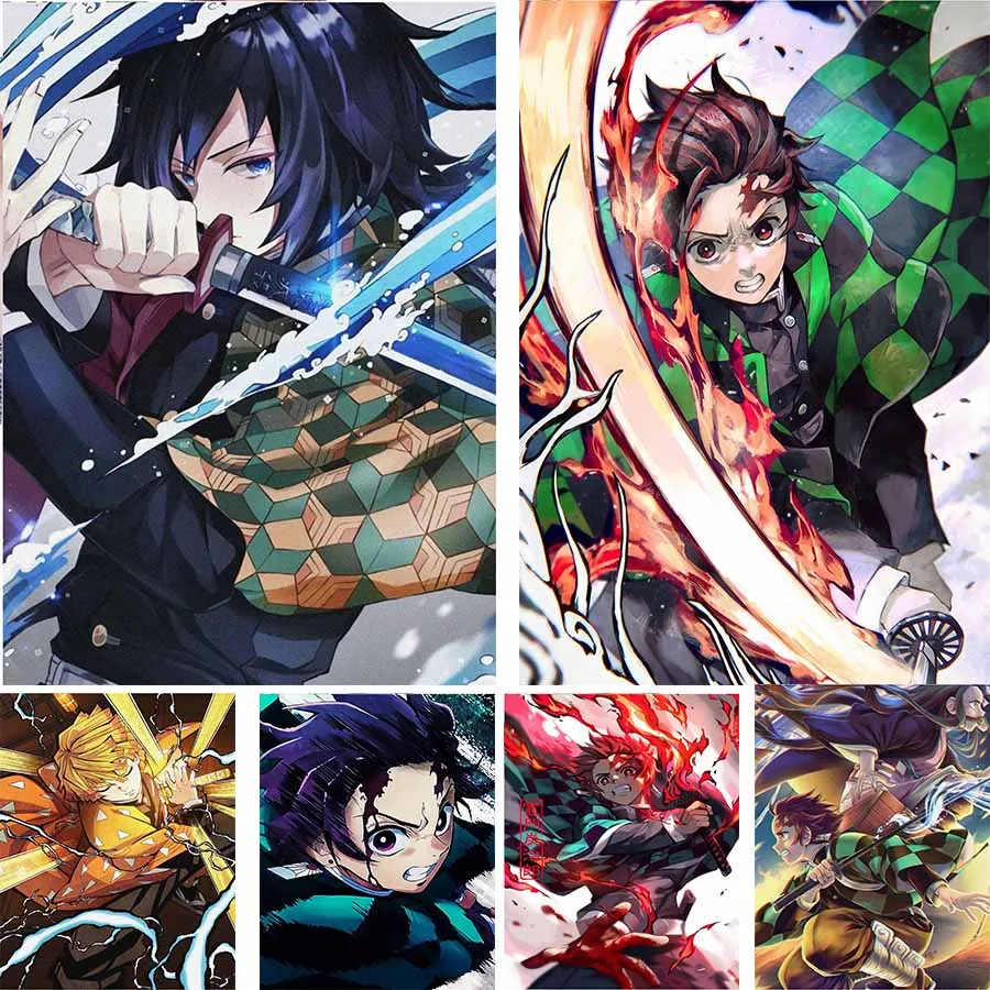 2021 Anime Demon Slayer Cross Stitch Full Circle Square Diamond Embroidery Mosaic cartoon Picture Decorative Art |