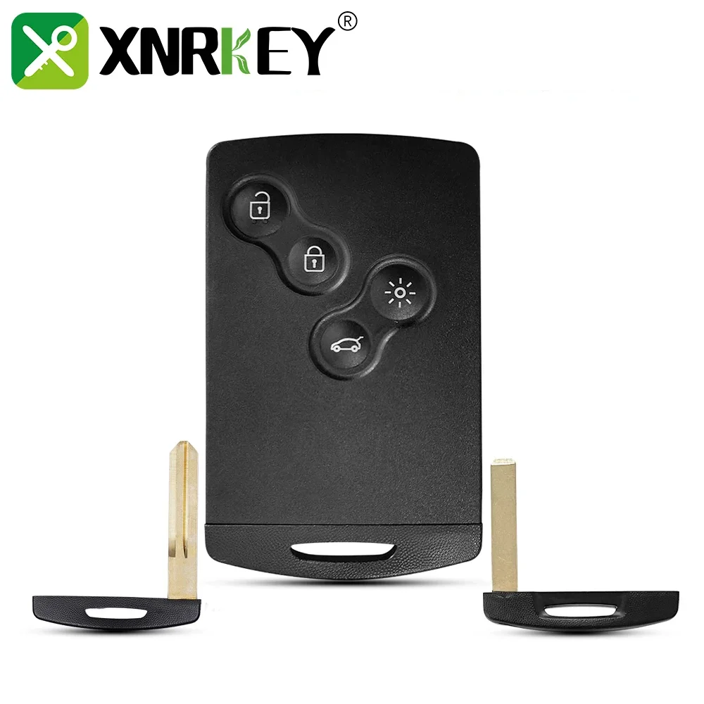 XNRKEY 4 Button Remote Smart Card Key Shell for Renault Megane Laguna Koleos Fluence Scenic Clio Captur Car Key Case with Blade 3 button smart card for renault megane 2 3 koleos scenic card case car key fob shell with emergency key