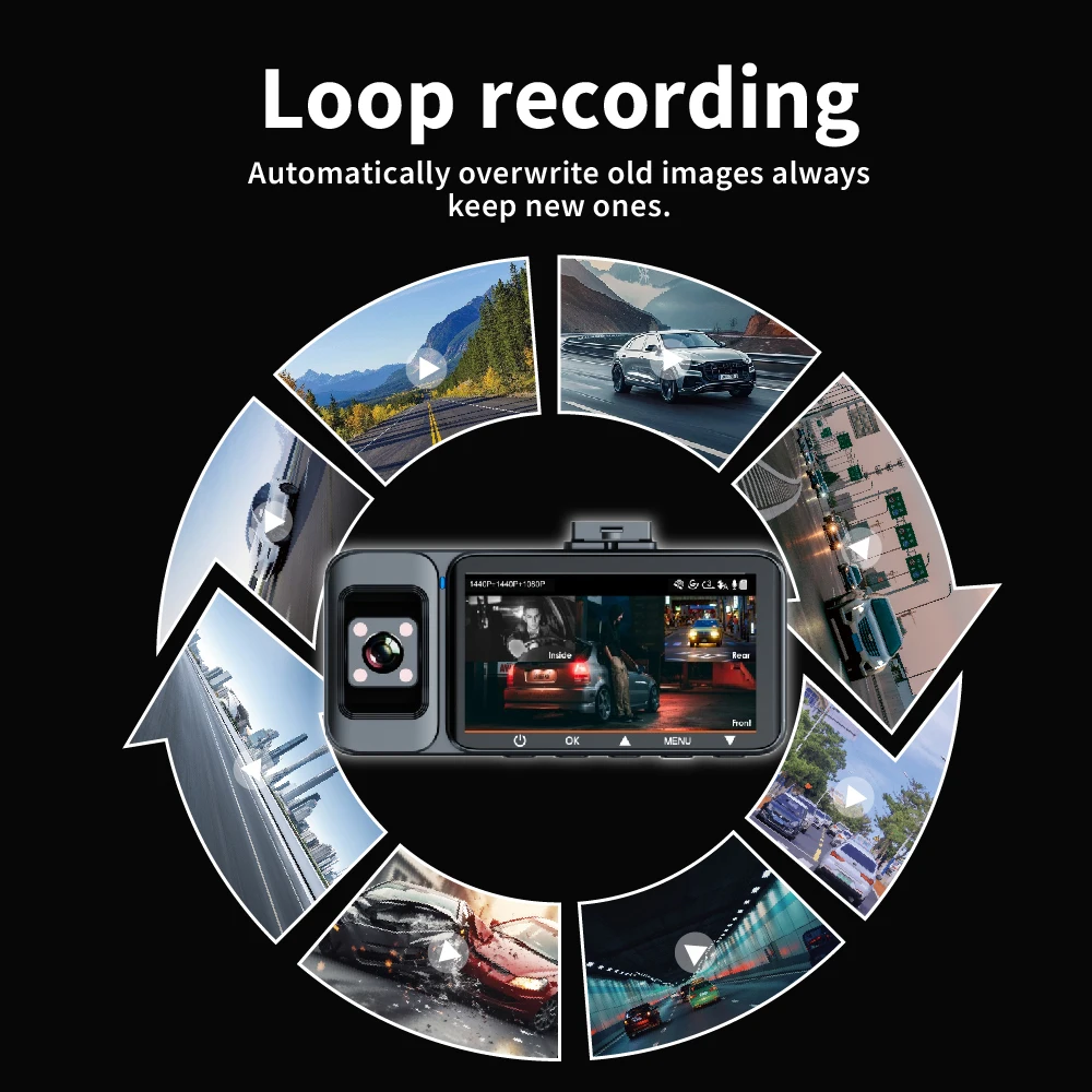 كاميرا سيارة UHD 4K تسجيل أمامي خلفي