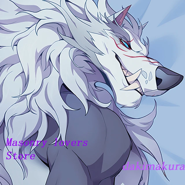 anime wolf demon boy with white hair