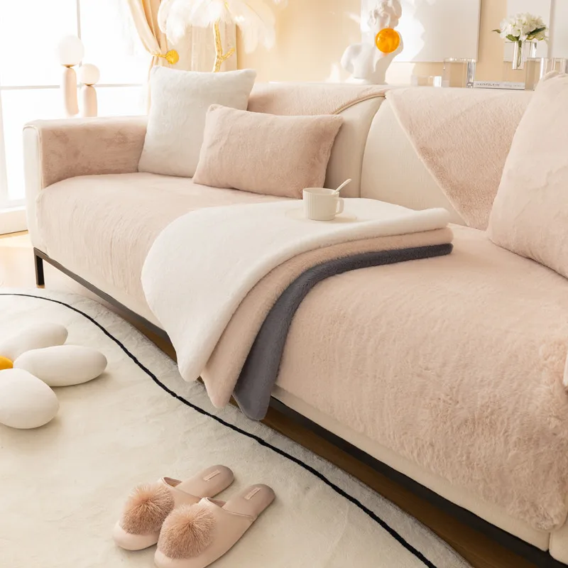 

Зимний коврик для дивана с котом, высококачественный нескользящий толстый плюшевый чехол для дивана, однотонный чехол для роскошной подушки сиденья