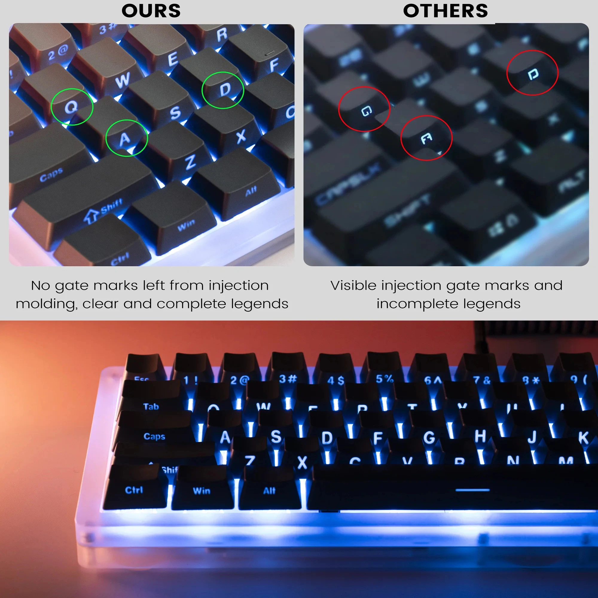 Keycaps Gradiente Roxo Pbt Perfil Oem Backlit Rgb Transparente Double-shot Key Cap para Jogos Mecânicos mx 136 Teclas - Imagem 3