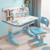 Cartoon Pattern Desk Chair Set Widened Desktop Multi Separation Kids Adjustable Height Study Table with Drawer Chair Set 1