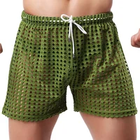 Men's Sexy Big Mesh Hollow Out Boxer Shorts Men Leisure Household Transparent Nets Board Shorts Male Underwear 2