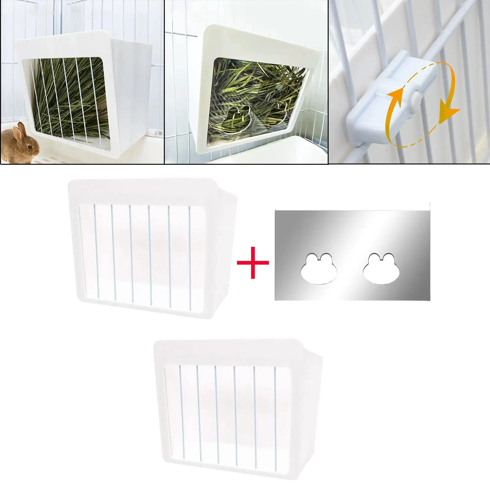 Plastic Hay Feeder Manger Hanging Cage Mount Food Dispenser Hay Rack for Bunnies Hamster Chinchillas Small Animals