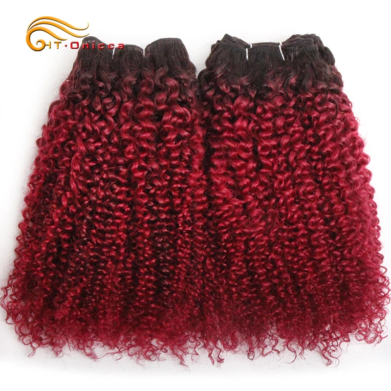 6Pcs/Lot Peruvian Curly Bundles Jerry Curl Double Drawn Human Hair Remy Funmi Hair T1B 30 99J Colored Hair Extension images - 6