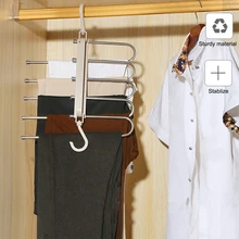 

Stainless Steel Pants Hanger Trousers Closet Clothing Space Saving Leggings Clothes Rack Accessories Office Organizer Kids