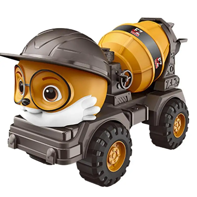 Cartoon Excavator Car Toy Diecast Mixer Dump Truck Crane Inertia Vehicle Model With Movable Parts Great Birthday Gift for Kids 3 kinds excavator engineering trucks model 1 64 alloy diecast vehicle cement mixer transport truck collectible toy for boys y060